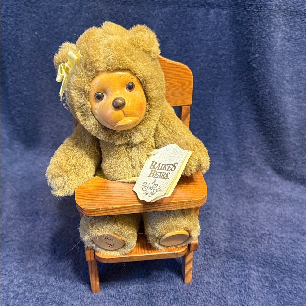 Raikes Bear Plush Toy with Wooden Chair